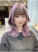 10096秋色ピンクヘアーラベンダーパープル透明感カラー韓国ヘア