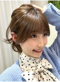 美髪カールグレージュ韓国レイヤーロングセミディ顔周り前髪