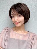 ショートボブくびれショート丸みレイヤーカットメルティカラー