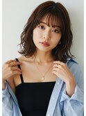ボブルフネビージュ小顔ワンレン黒髪小顔カット