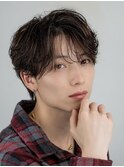 韓国ヘアニュアンスコンマバングセンターパートフェザーパーマ