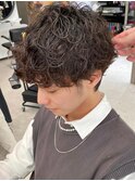 ツイストスパイラル波打ちマッシュショートツーブロックメンズ