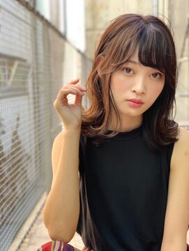 ケアリー 流山おおたかの森(Carelly) 大人かわいい前髪セシルカットココアブラウンフリンジウェーブ