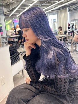 ユーフォリア 渋谷グランデ(Euphoria SHIBUYA GRANDE) ペールブルー×顔周りレイヤーロング