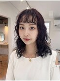 前髪カット/こなれミディ/ウェーブパーマ/イメチェン/レイヤー