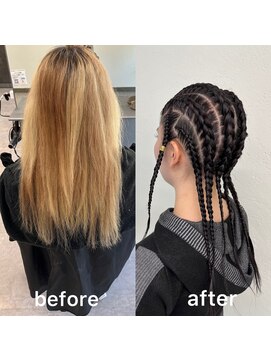 ガルボヘアー 桟橋店(garbo hair) コーンロウ 地毛コーンロウ 特殊セット 卒業式 成人式