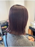 ボルドーカラー/切りっぱなしボブ/美肌映えカラー/水素ケア