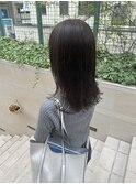 顔周りレイヤー　セミロング似合わせカット　ナチュラルブラウン