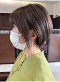 小顔 束感ショートボブ シアグレージュ