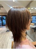 大人可愛い丸みレイヤーカット×ウルフカット×ブラウンカラー