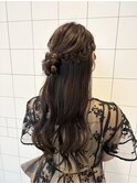 ヘアセット/ハーフアップ/小顔/黒髪/お呼ばれ[福岡天神]