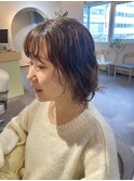 ミディアムボブ　パーマ