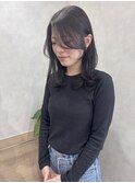 オリーブグレージュ×韓国風顔まわりカット