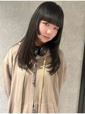 シアーカラー/シルキーベージュ/ブラントカット/セミディ