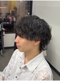 爽やかビジネスツーブロック無造作ナチュラル波巻きウルフ
