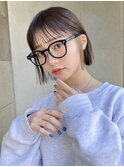 大人ガーリーダークアッシュ小顔ヘア似合わせカット