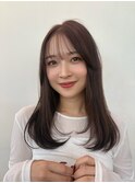 シースルーバング×ピンクブラウン