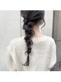 暗透明感ダークブラウンとねじねじアレンジ