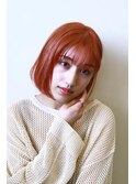アプリコットカラー×内巻きボブ