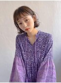 ミディアムヘア/斜めバング/グレージュカラー/甲府駅