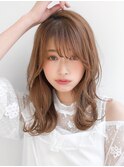 前髪 ウェーブミディアム メルティーカラー 似合わせカット"