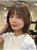 シースルミニマルボブショート顔まわり外ハネ切りっぱなしボブ