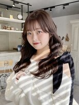 カシュカシュ 表参道(cache cache)&nbsp;ブリーチなしミルクティーブラウンカラーシースルー前髪カット