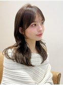 セミロング30代40代ストレートレイヤー前髪なし前髪あり表参道