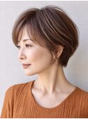 白髪ぼかし脱白髪染め大人ショート40代50代60代