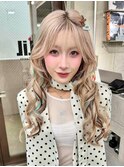 ホワイトベージュ♪ポイントエクステ/ブリーチ/ダブルカラー
