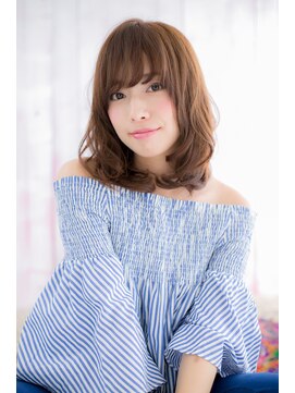 ミック ヘアアンドメイク アップ 駒込店(miq Hair&Make up) 女子力！ニュアンスカラーくせ毛風ゆるふわ鎖骨ミディアムc1