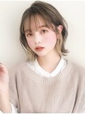 ペールベージュ小顔カットこなれミディ小顔20代30代40代◎