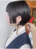 【morio原宿】姫カットショートボブ　黒髪　個性派ショート