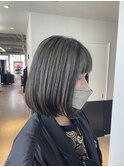 30代40代50代白髪ぼかしハイライト×ミントベージュ×ショート