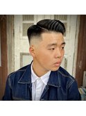 スキンフェード サイドパート ハードパートバーバースタイル