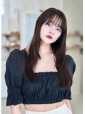 大人かわいい前髪セシルカットココアブラウンフリンジウェーブ