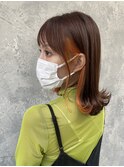 インナーカラーオレンジカラーグレージュカラーイヤリングカラー