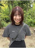 暖色カラーと顔周りカット