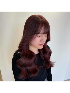 ユーフォリア 新宿通り(Euphoria) ワインレッドカラー/ブリーチなしダブルカラー/韓国ヘア