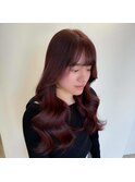 ワインレッドカラー/ブリーチなしダブルカラー/韓国ヘア