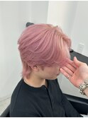 毛流れセンターパートホワイトピンク