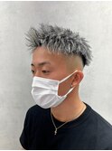 MEN’S HAIR/ツイストスパイラル/ホワイトハイライト/西院/眉毛