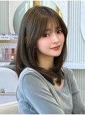 【島田佑】ミディアムレイヤーカットグレージュ顔周りカット