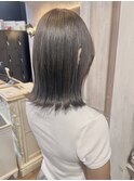 福山美容室caary切りっぱなしミディアム髪質改善ストレート20代