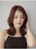 顔周りレイヤーカットくびれヘアミルクティーベージュカラー韓国