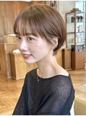 大人マッシュショートヘア 秋冬カラー 秋冬ベージ ショート