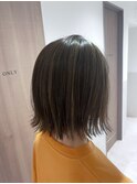 オリーブグレージュ/ハイライト/本山/名古屋/切りっぱなしボブ