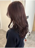 ブリーチなしワインレッド暗めカラー*ゆる巻きカールヘア