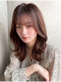 シャギーレイヤーロング韓国くびれヘアシースルーぱっつん前髪