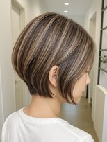 フリック 京都河原町店(FLICK)&nbsp;★40代50代/白髪ぼかしハイライト/小顔/ミニマルボブ/ショート